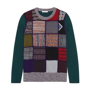 See by Chloe Patchwork Sweater - Green/Multi SZ M